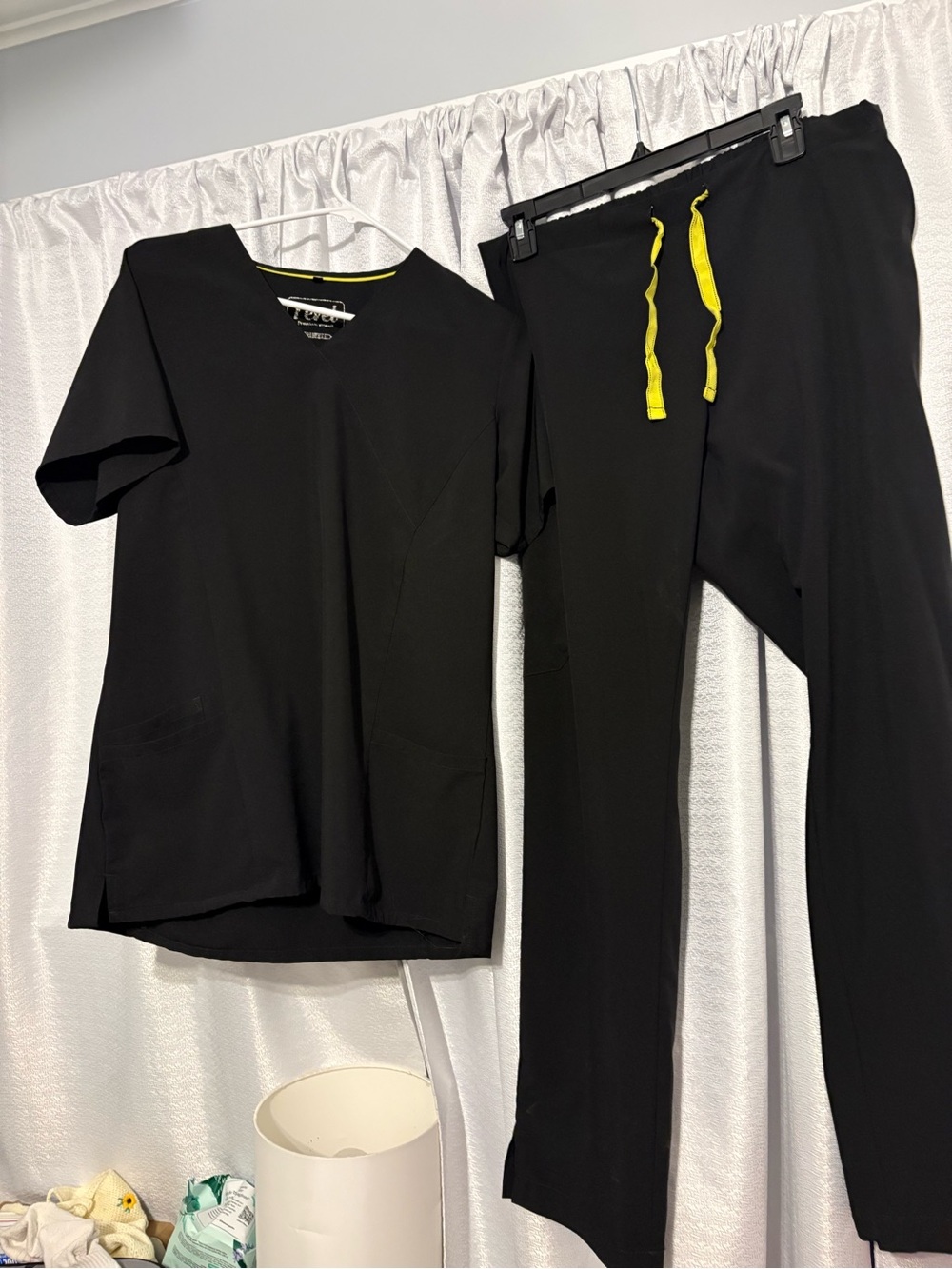 Unbranded Black Track Jogger Set with Yellow Drawstring